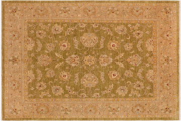 handmade Traditional Kafkaz Chobi Ziegler Green Tan Hand Knotted RECTANGLE 100% WOOL area rug 8 x 10